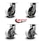 Service Caster 8'' Heavy Duty Semi Steel Cast Iron Wheel Swivel Caster Set with 2 Brakes, 4PK CRAN-SCC-KP92S830-SSR-2-SLB-2 - alternate 6